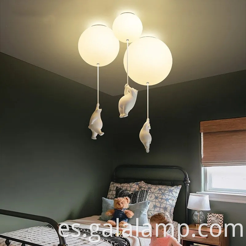 Luz colgante de LED de oso nórdico moderno para habitaciones para niños